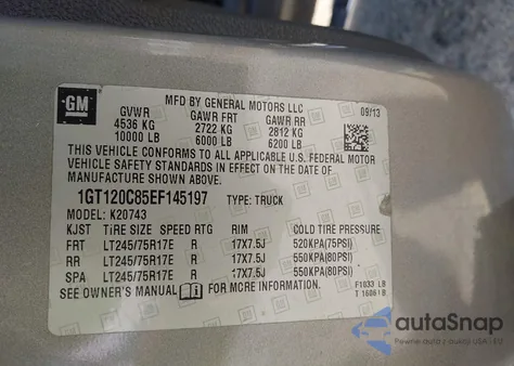 2014 GMC Sierra 2500Hd Sle from USA, damaged, VIN 1GT120C85EF145197